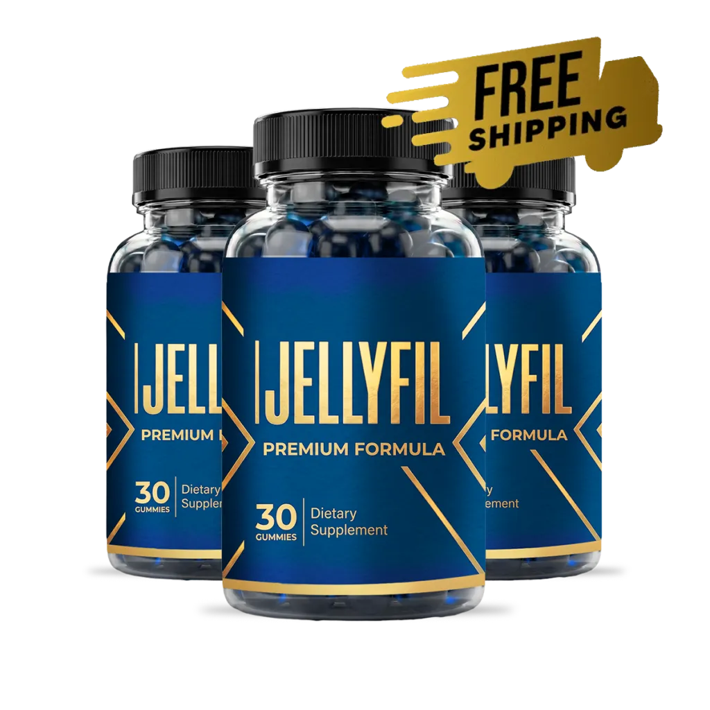 Three bottles of JellyFil male enhancement gummies for a 90-day supply at $69 per bottle, featuring free shipping and a $330 savings.